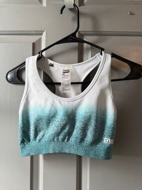 Gymshark White to Teal Ombre Seamless Sports Bra